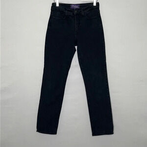 NYDJ Black Straight Leg Lift Tuck Technology Embellished Pocket Jeans - Size 6